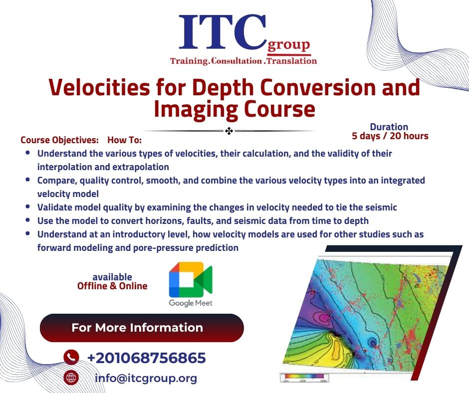 Velocities for Depth Conversion and Imaging Course